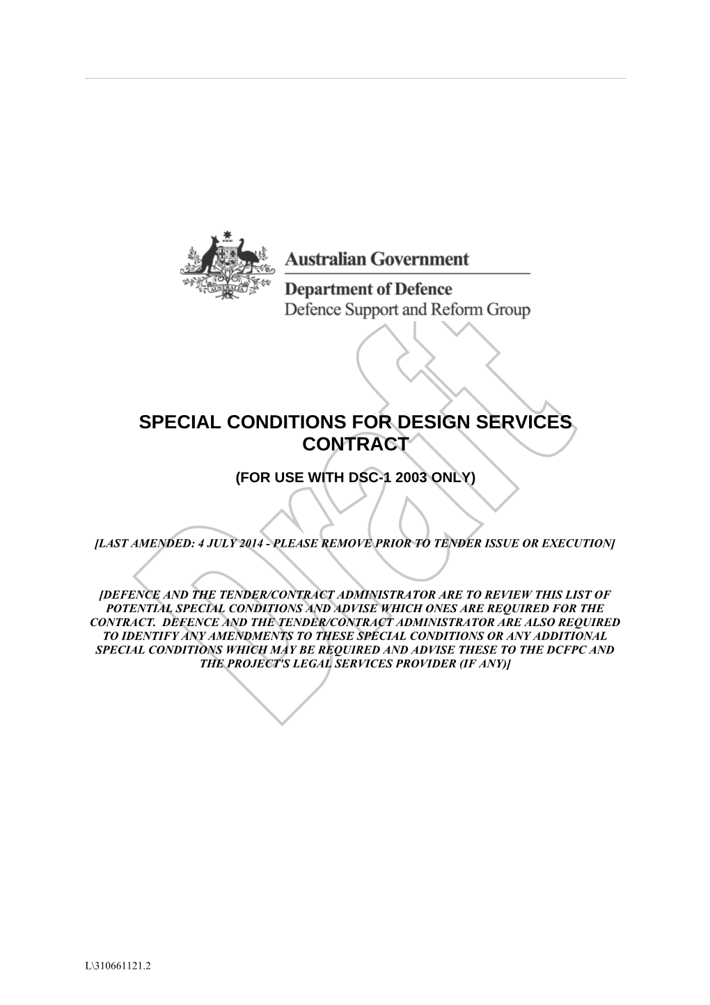 Special Conditions for Design Services Contract