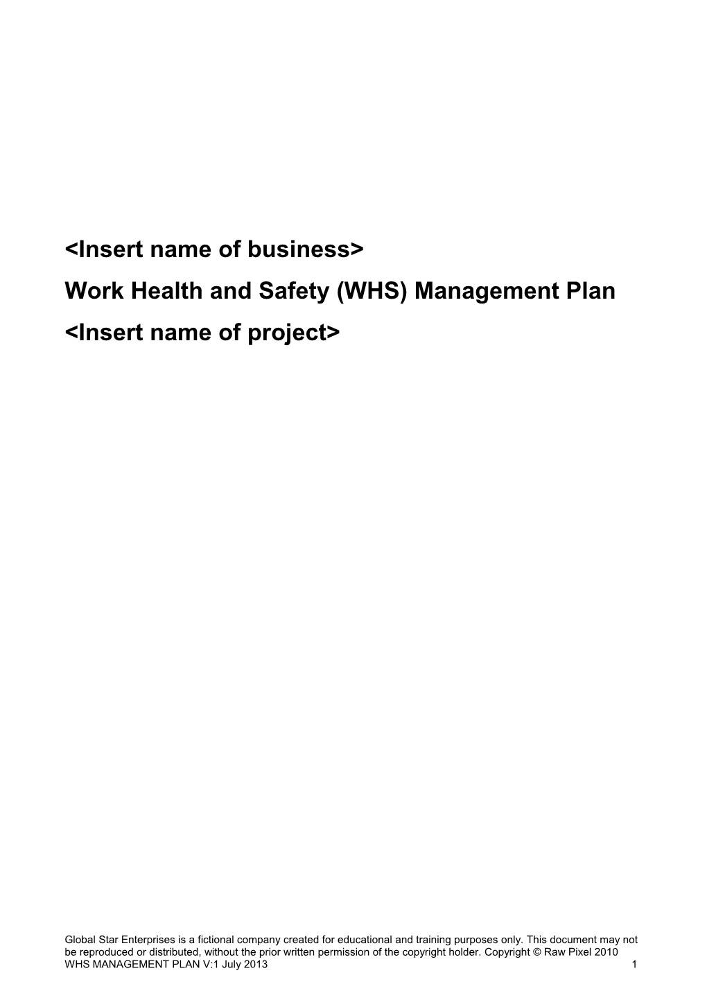 WHS Management Plan Template