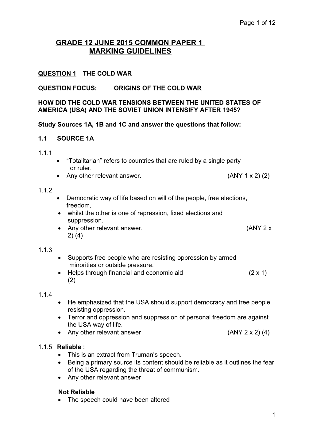 Grade 12 June 2015 Common Paper 1