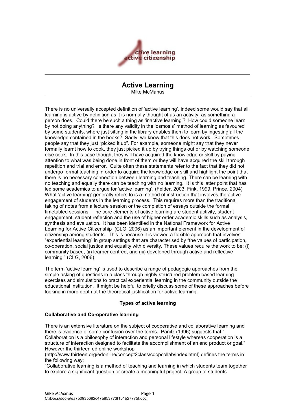 Collaborative and Co-Operative Learning