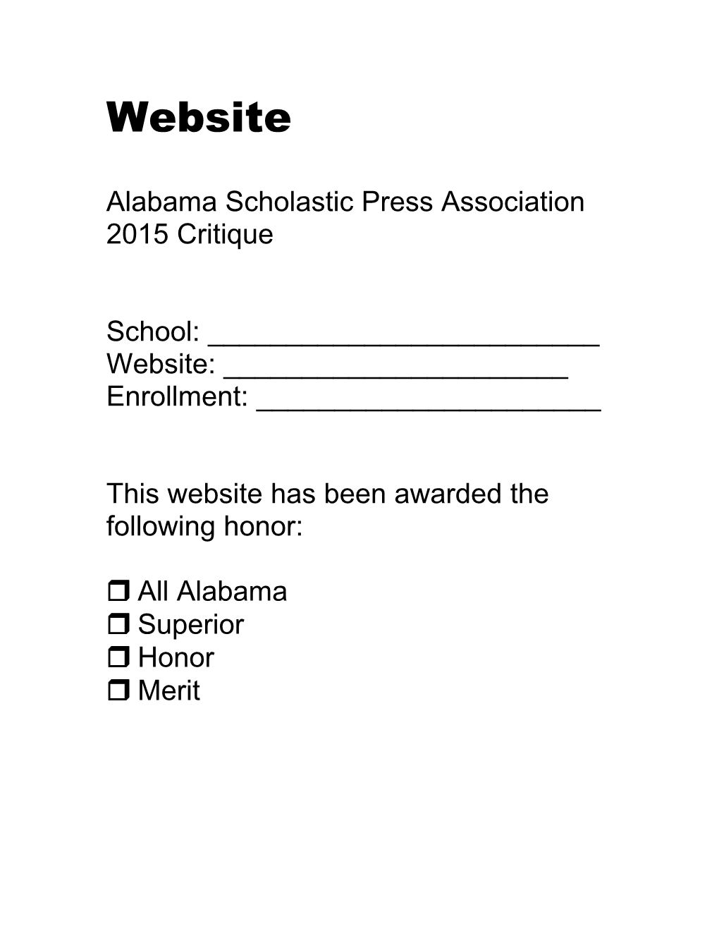This Website Has Been Awarded the Following Honor