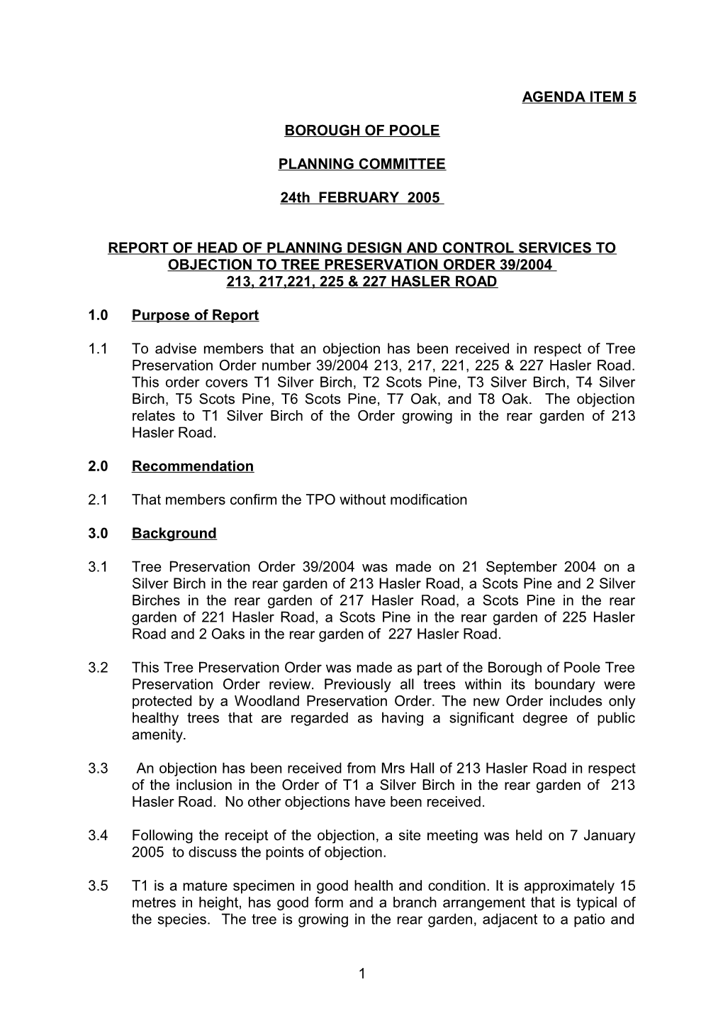 Objection to Tree Preservation Orders - Hasler Road, Poole