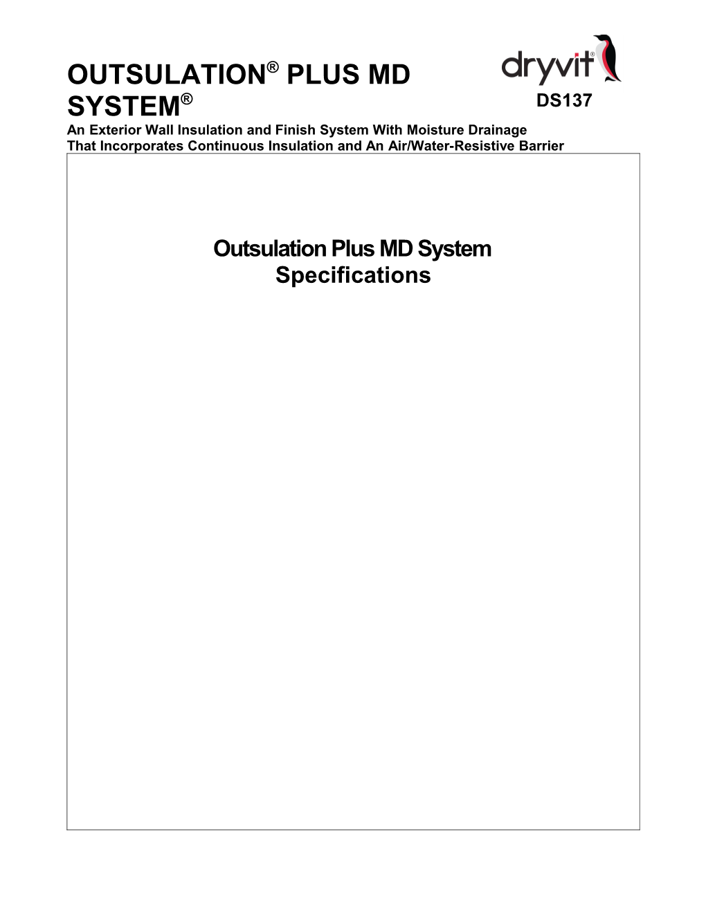 Outsulation Plus MD System Specifications - DS137