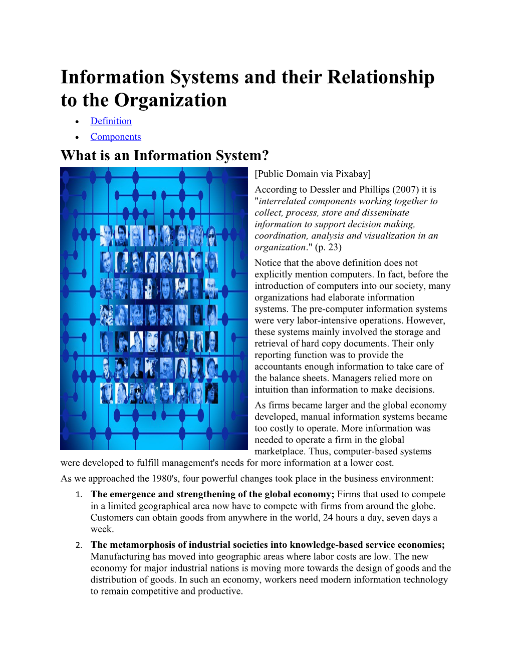 Information Systems and Their Relationship to the Organization