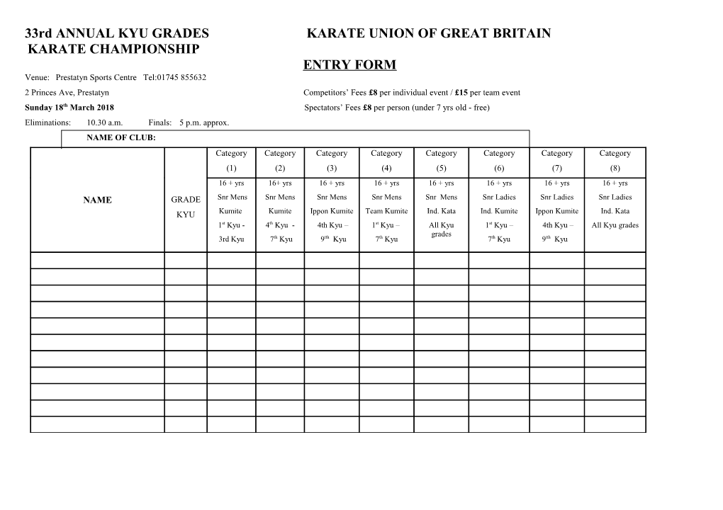 11Th KARATE UNION of GREAT BRITAIN