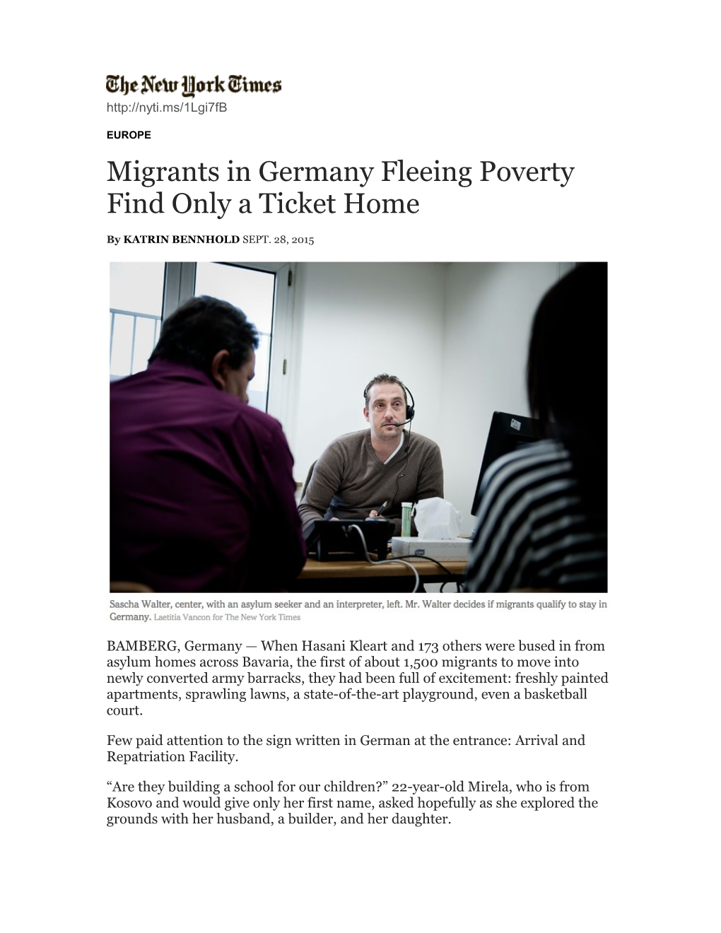 Migrants in Germany Fleeing Poverty Find Only a Ticket Home