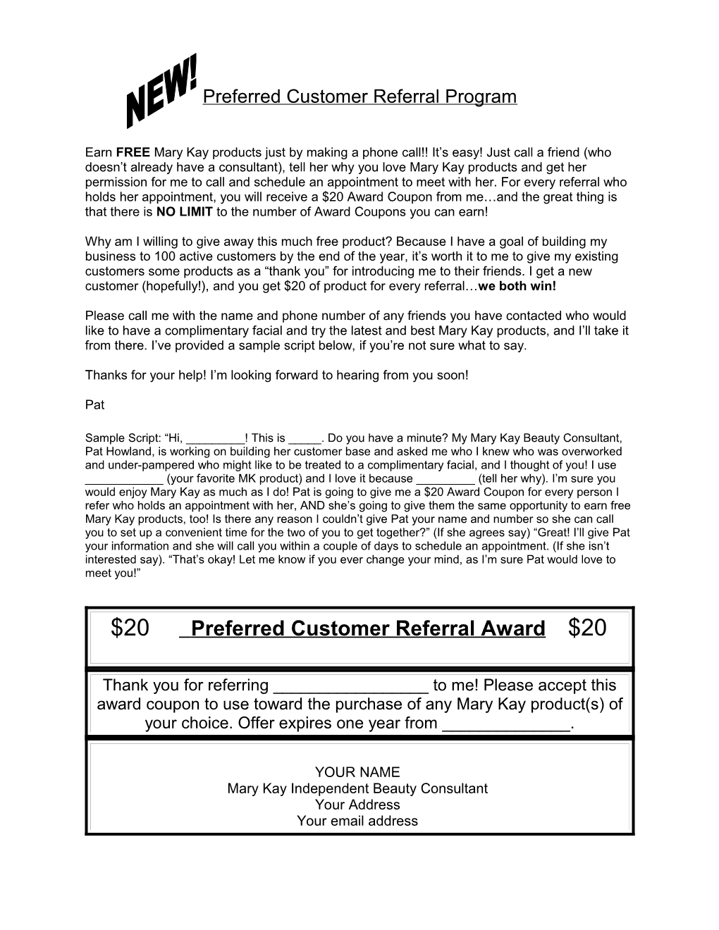 Preferred Customer Referral Program