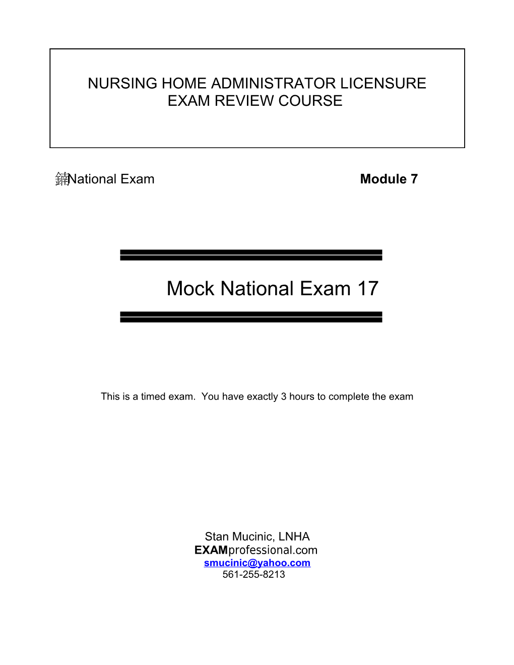 National Exam Supplemental Information Part 1 of 10