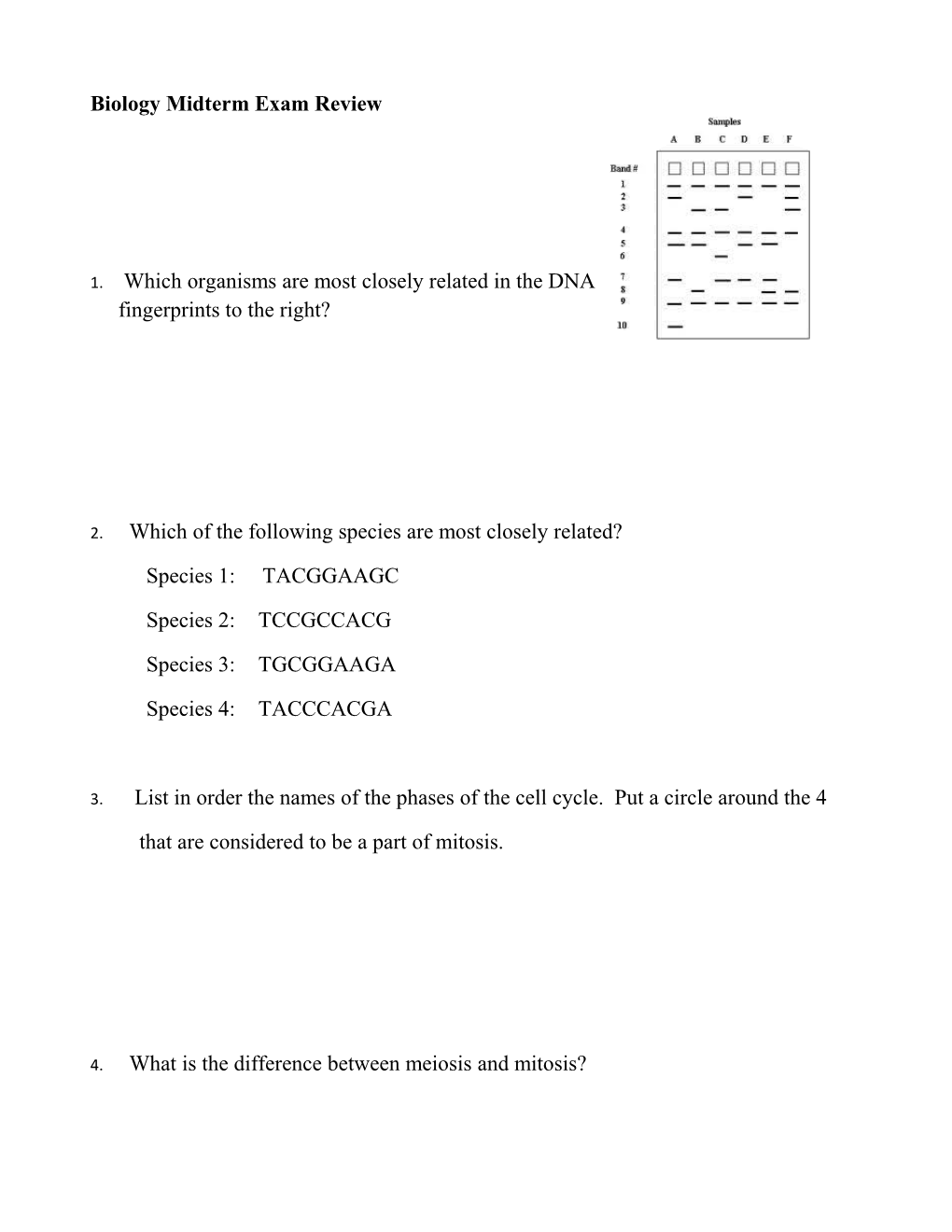 Biology Midterm Exam Review