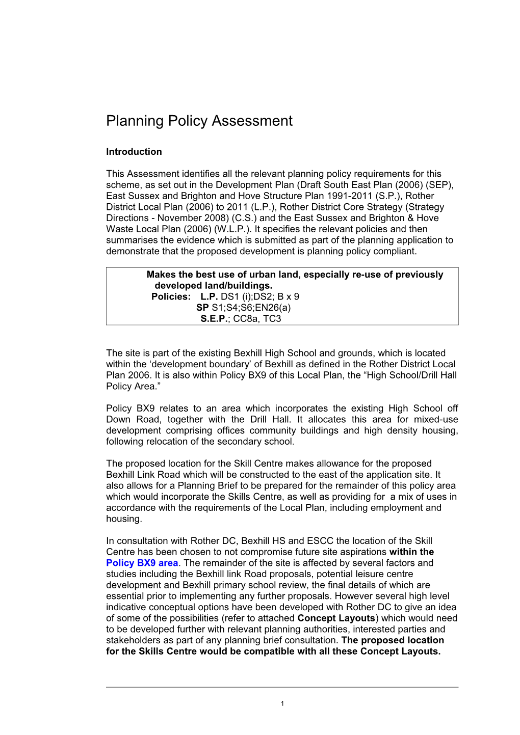 Planning Policy Assessment (Final Draft - 11.02.09)