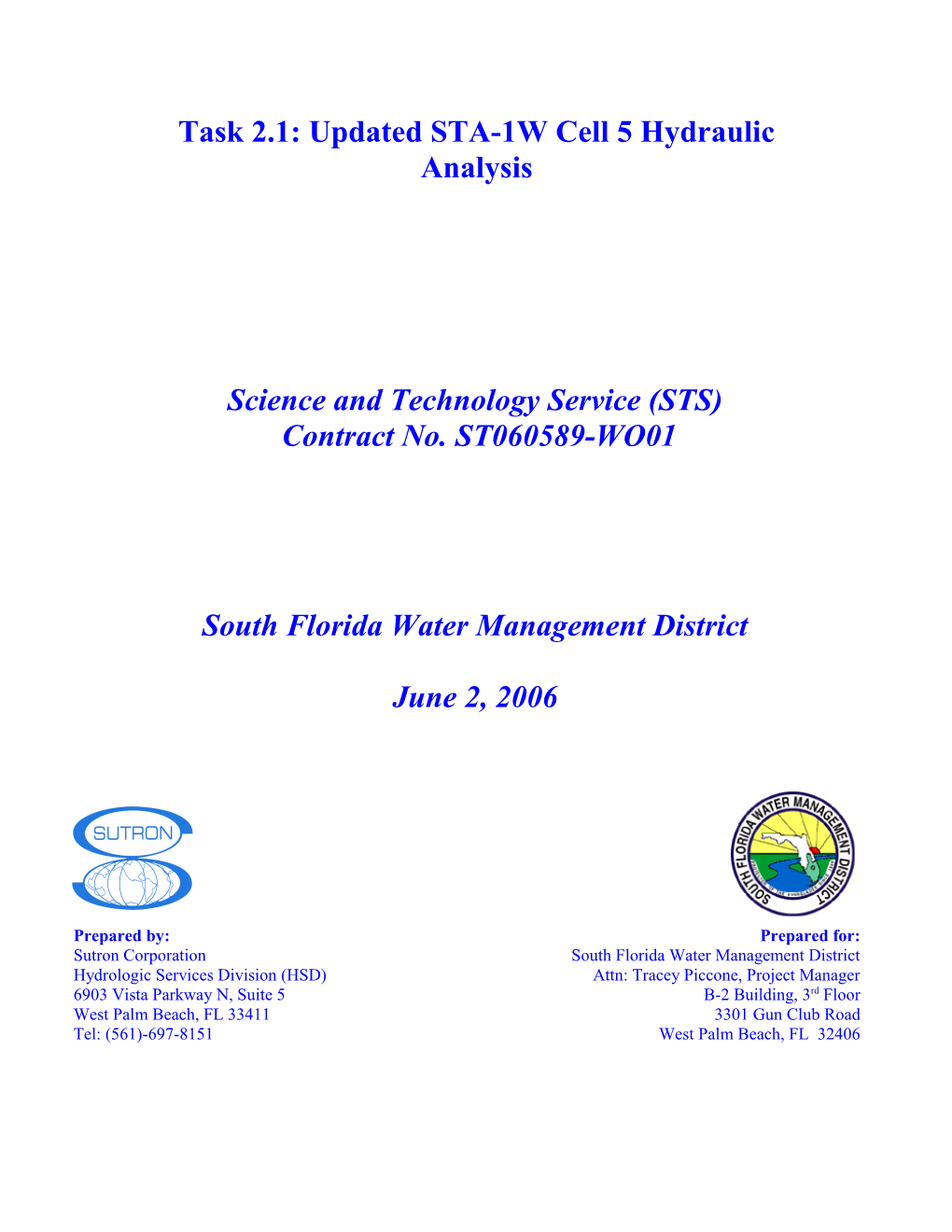 Task 2.1: Updated STA-1W Cell 5 Hydraulic Analysis