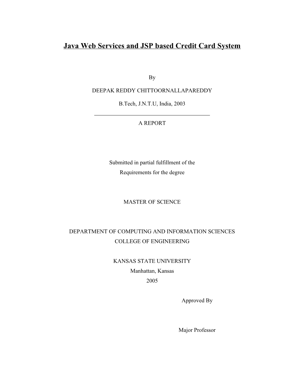 Java Web Services and JSP Based Credit Card System