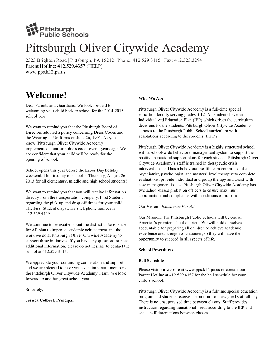 Pittsburgh Oliver Citywide Academy