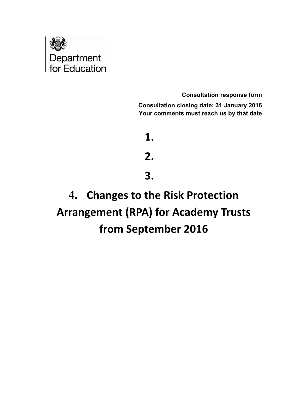Changes to the Risk Protection Arrangement (RPA) for Academy Trusts from September 2016