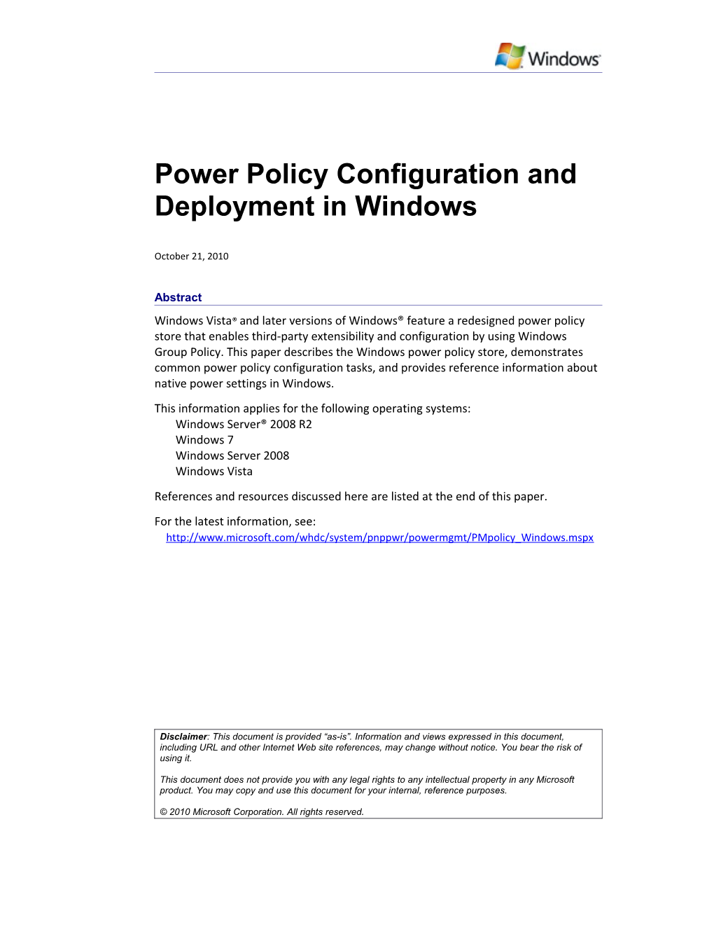 Power Policy Configuration and Deployment in Windows - 1
