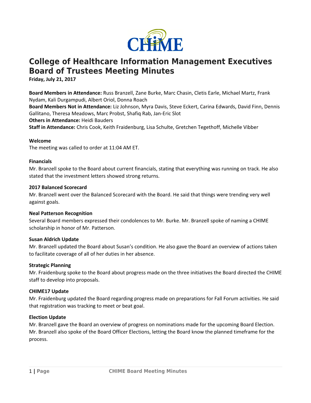 College of Healthcare Information Management Executives