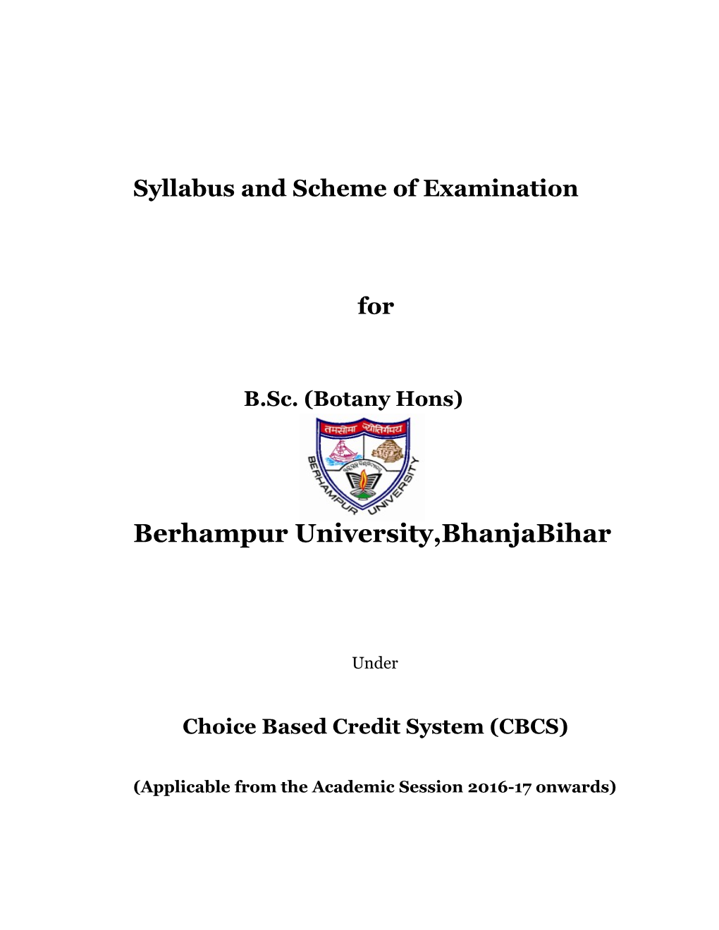 Syllabus and Scheme of Examination