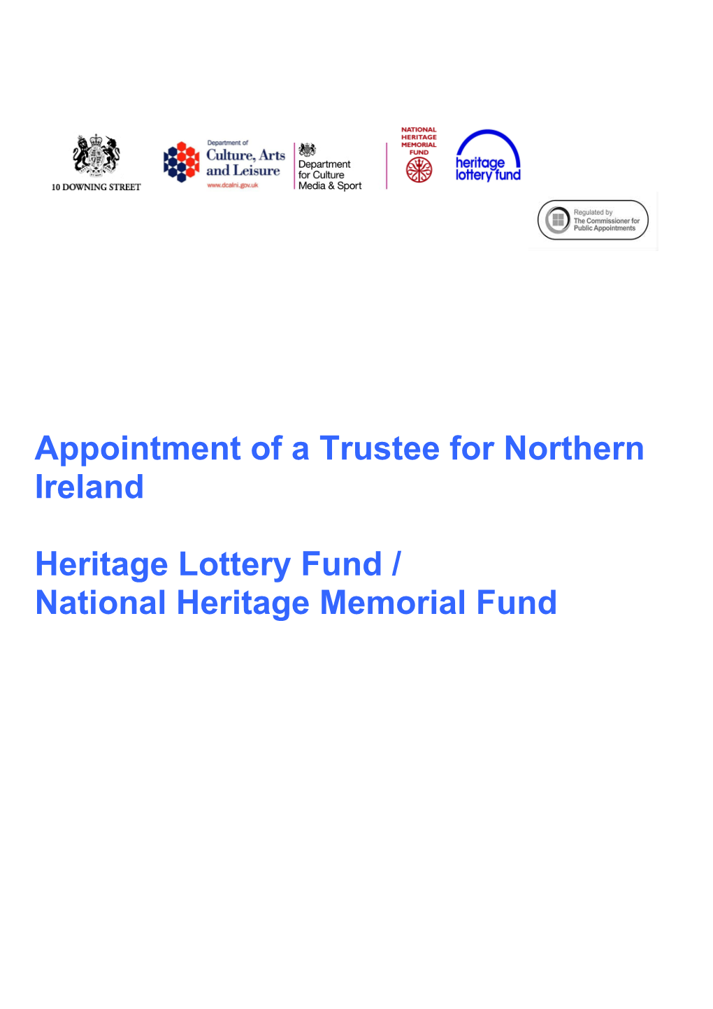 Appointment of a Trustee for Northern Ireland