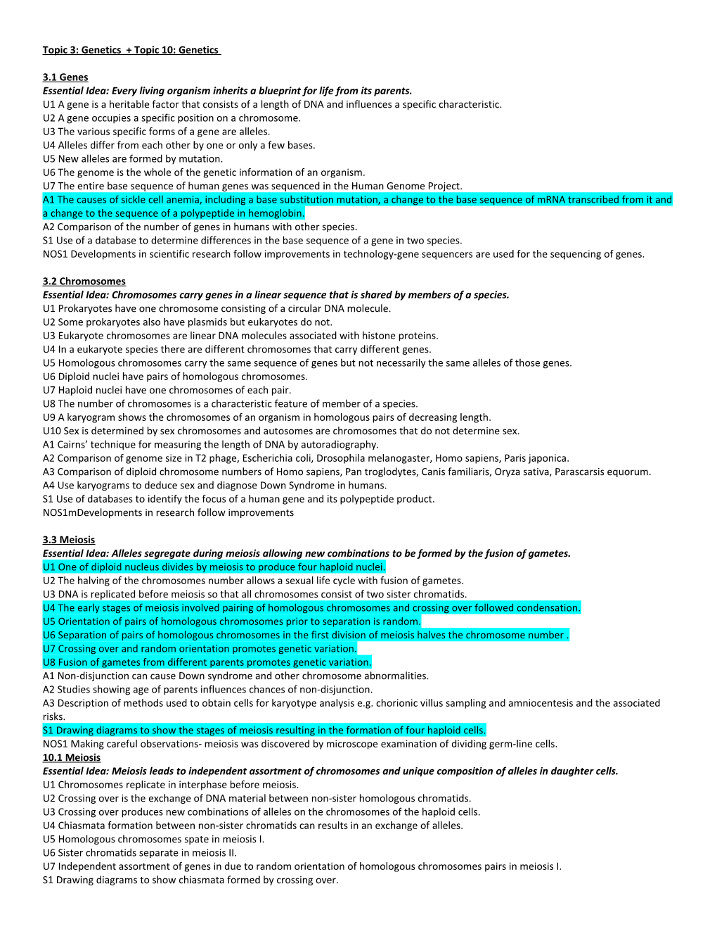 Topic 3: Genetics + Topic 10: Genetics