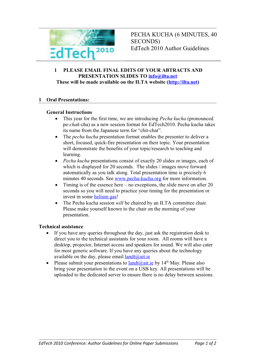 Edtech 2009 Author Guidelines for Online Paper Submissions
