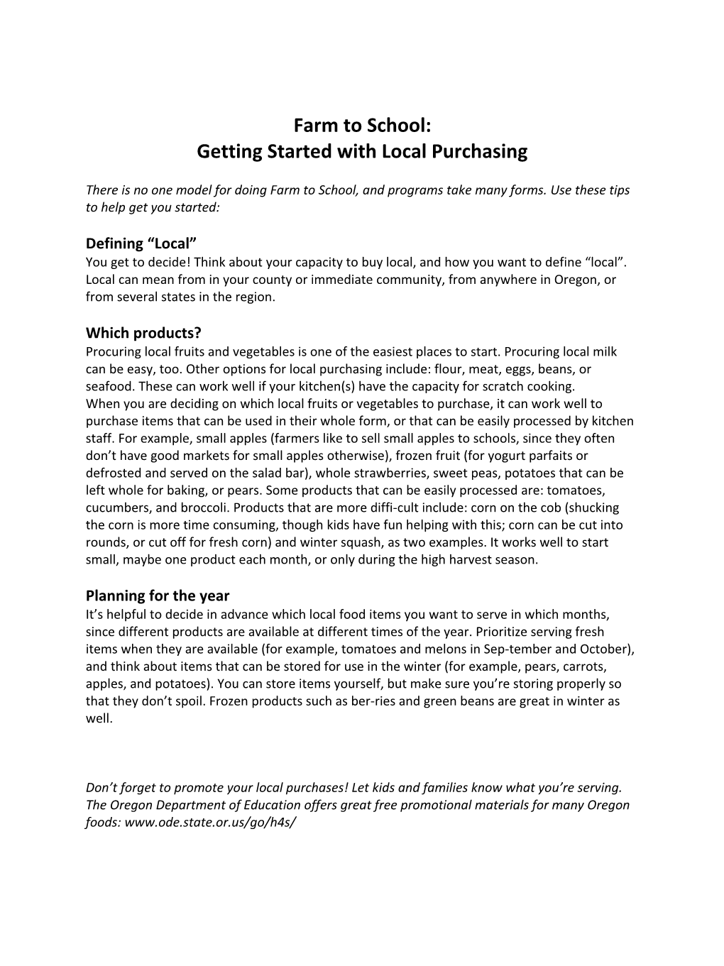Getting Started with Local Purchasing