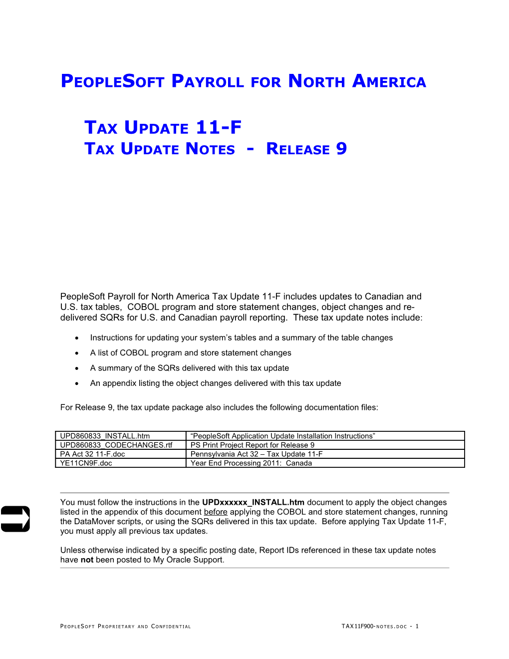 9.0 - Peoplesoft Payroll Tax Update 11-F