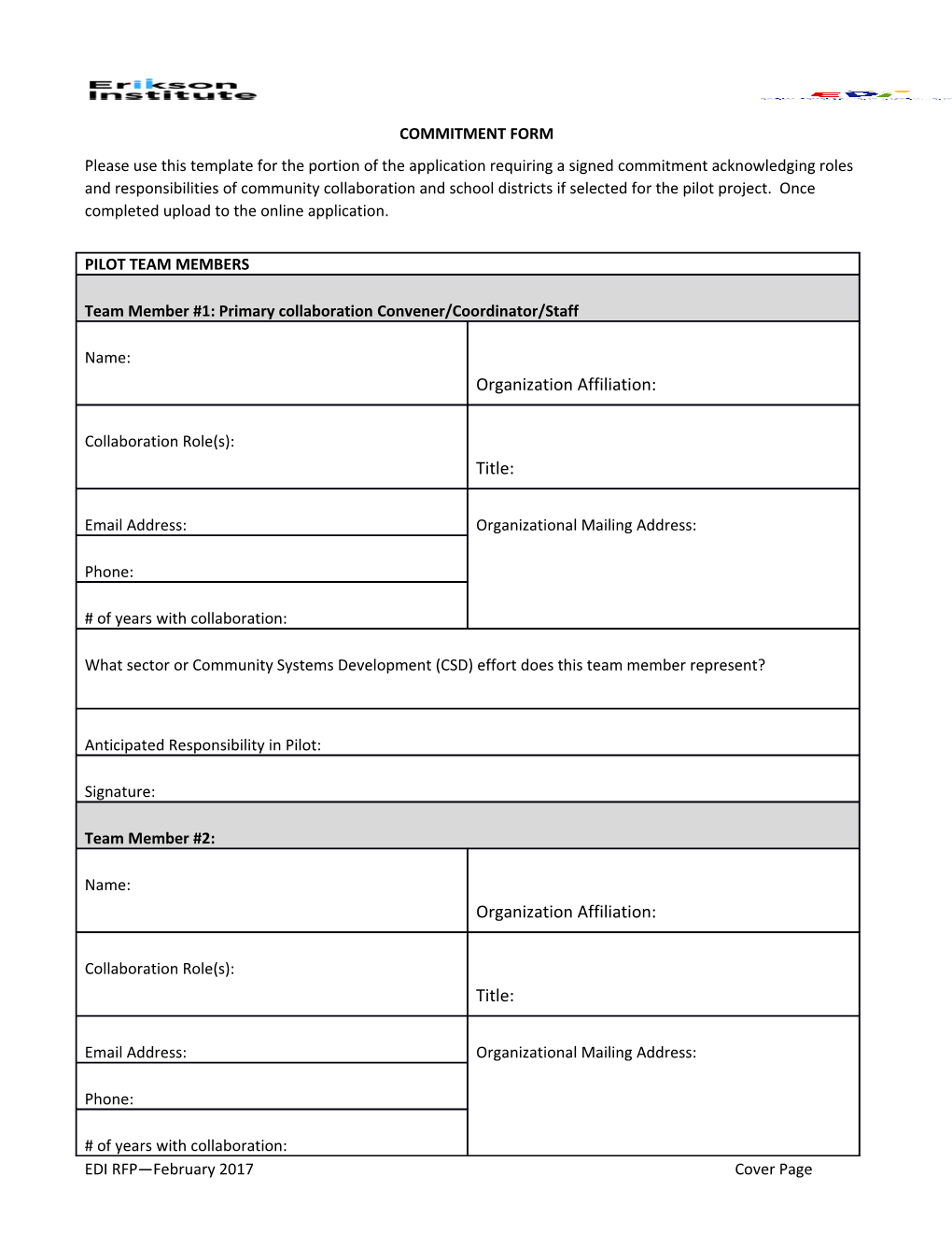 Participating Organizationsin the Collaboration/Coalitionand Members Form