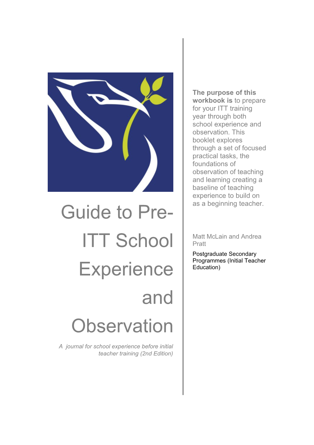 Guide to Pre-ITT School Experience and Observation