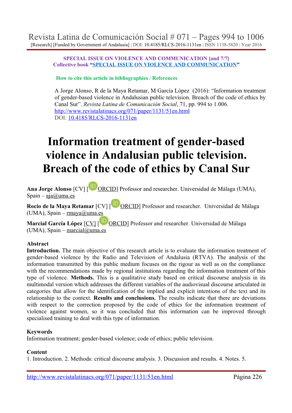 SPECIAL ISSUE on VIOLENCE and COMMUNICATION and 7/7