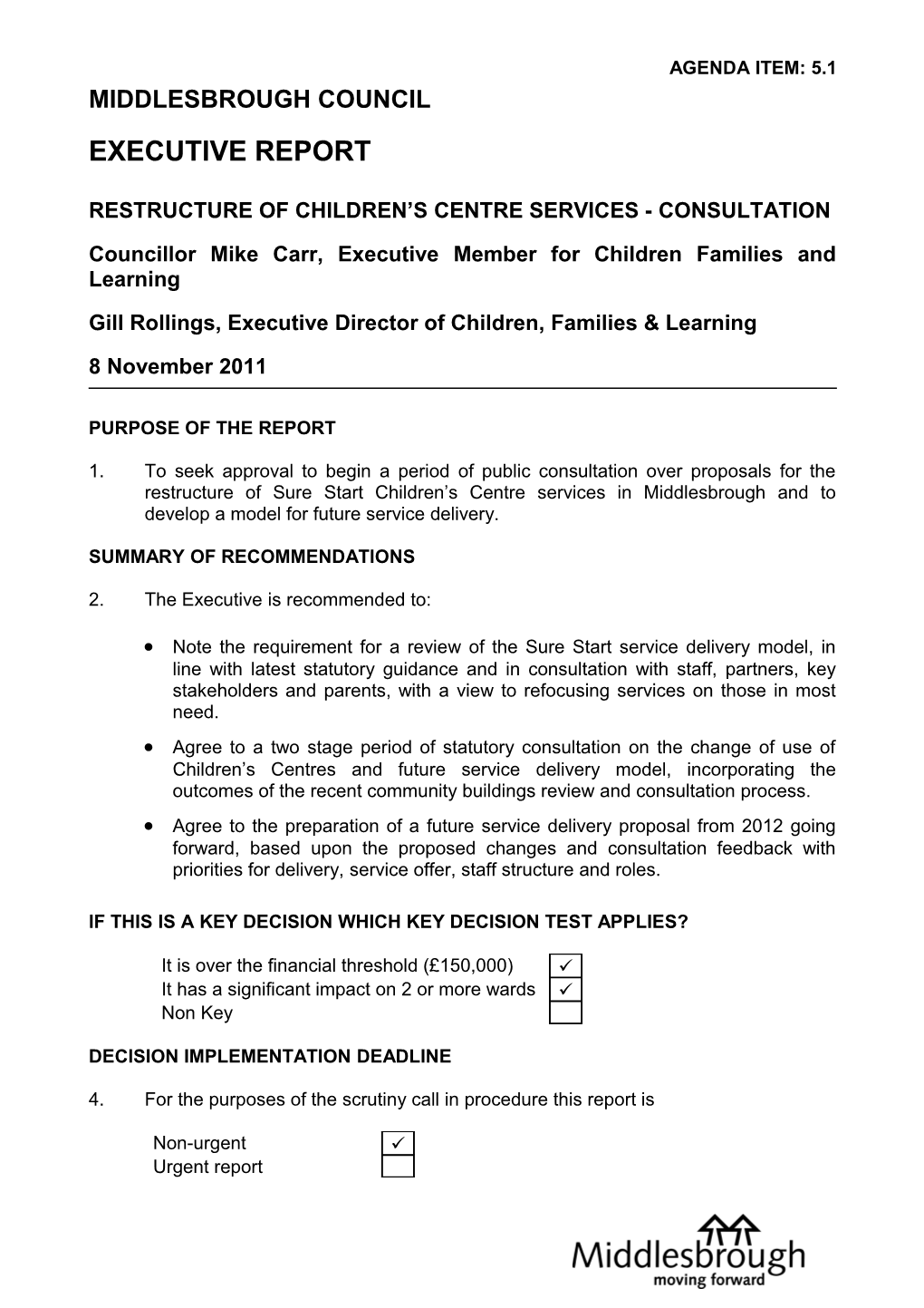 Restructure of Children S Centre Services - CONSULTATION