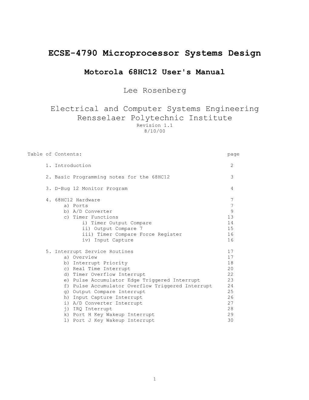 Motorola 68HC12 User's Manual