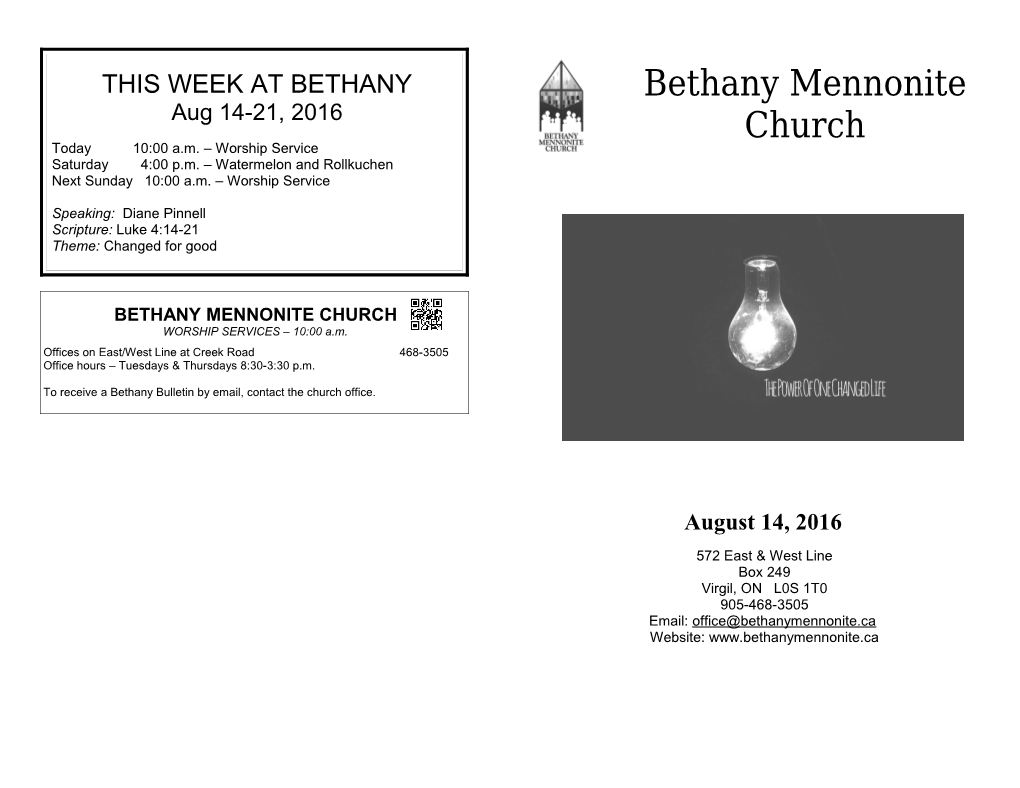 This Week in Bethany