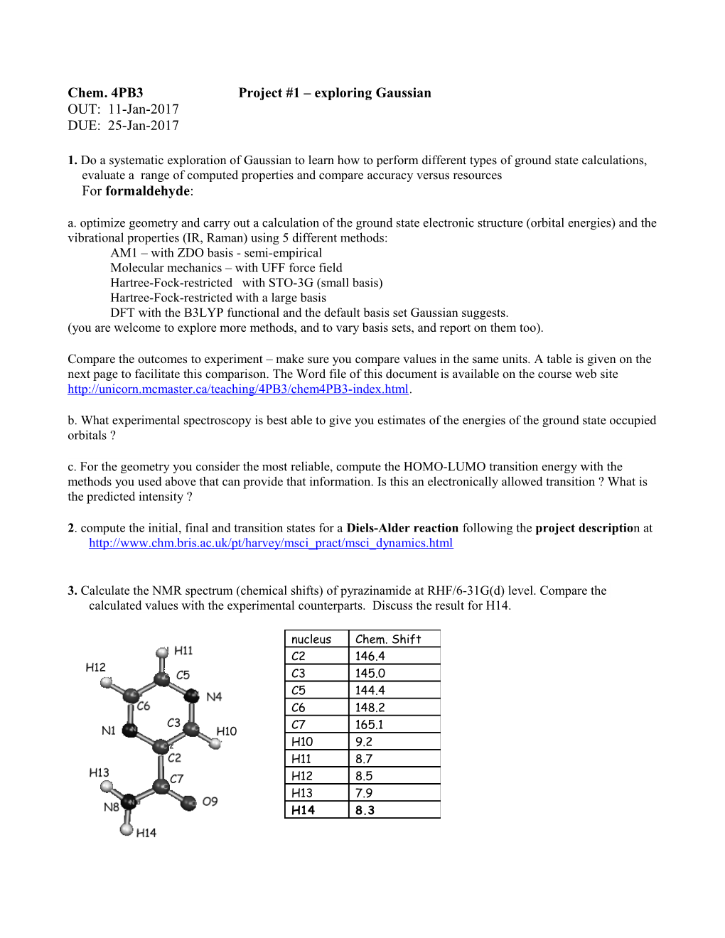 Chemistry 4PB3/6PB3 -Computational Methods