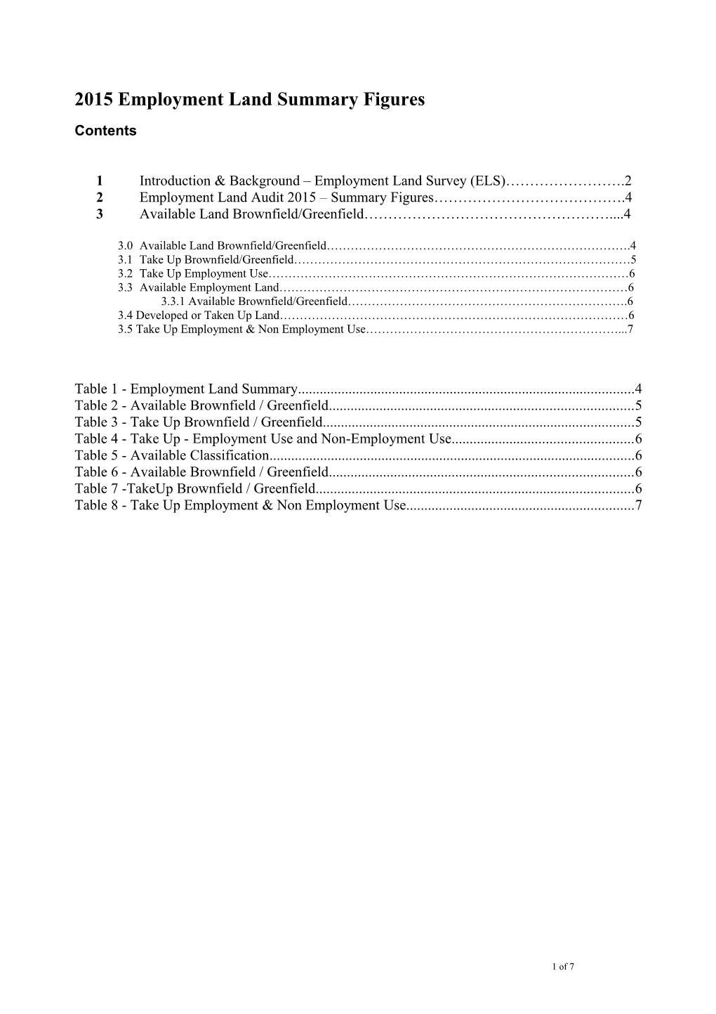 Employment Land Summary Figures 2010