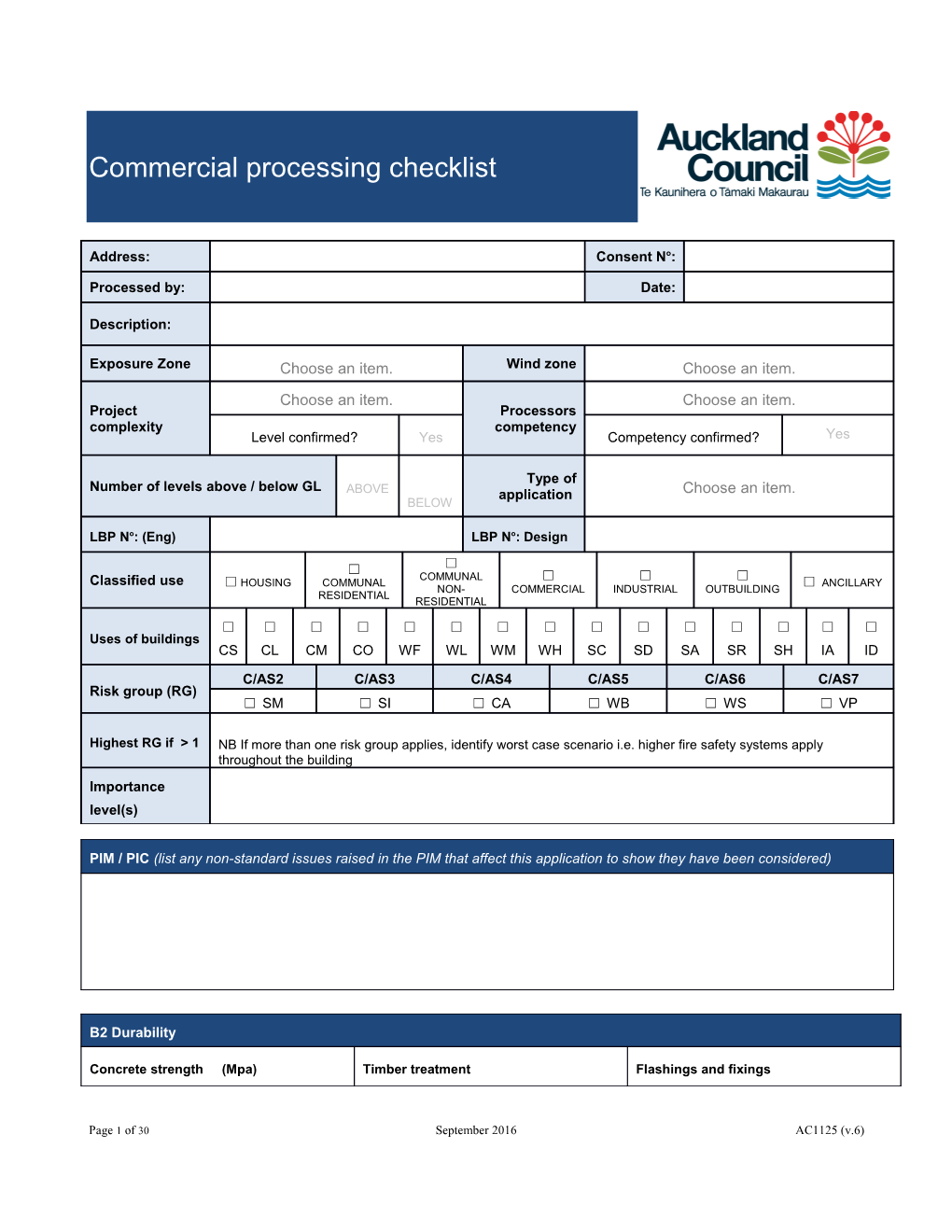 AC1125 Commercial Processing Checklist