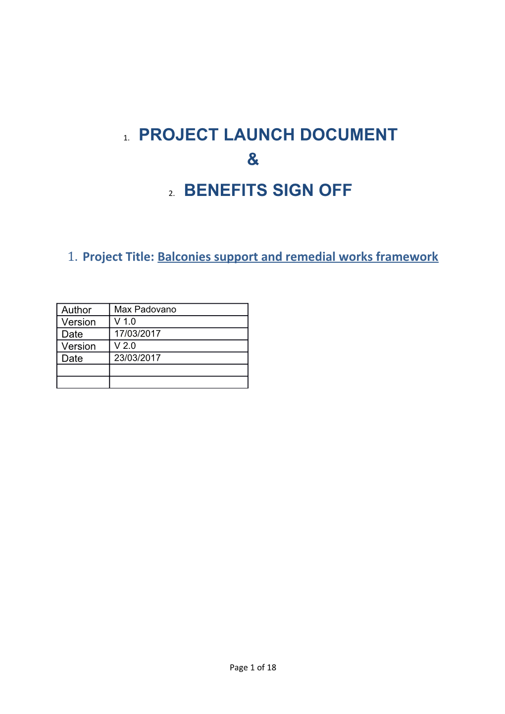 Project Title:Balconies Support and Remedial Works Framework