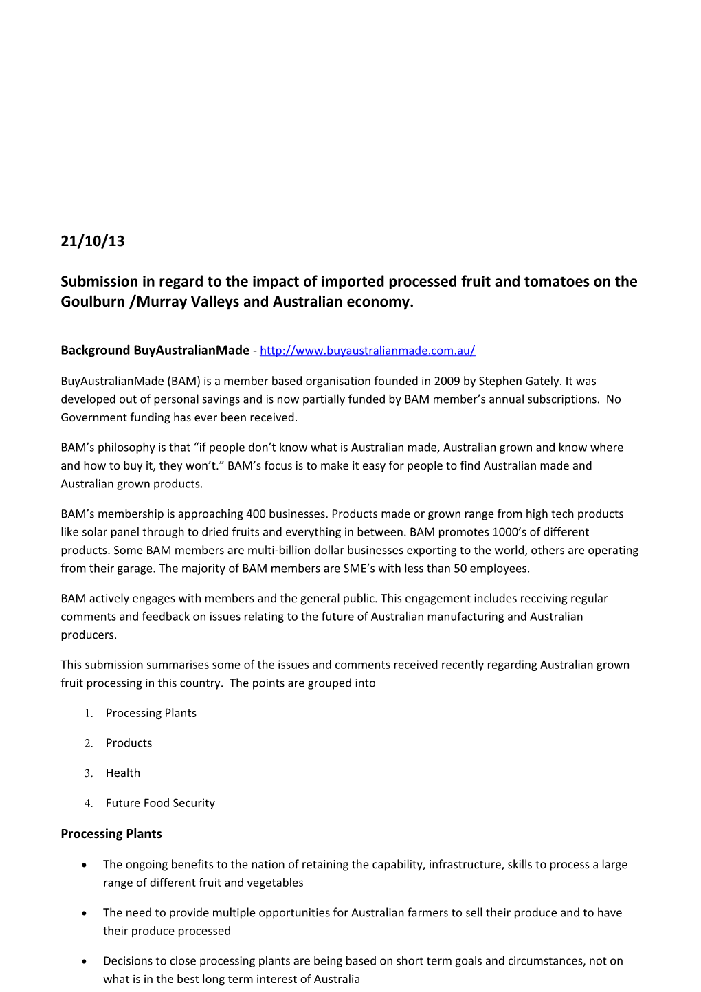 Submission AR64 - Buyaustralianmade - Imports of Processed Fruit Products - Public Inquiry