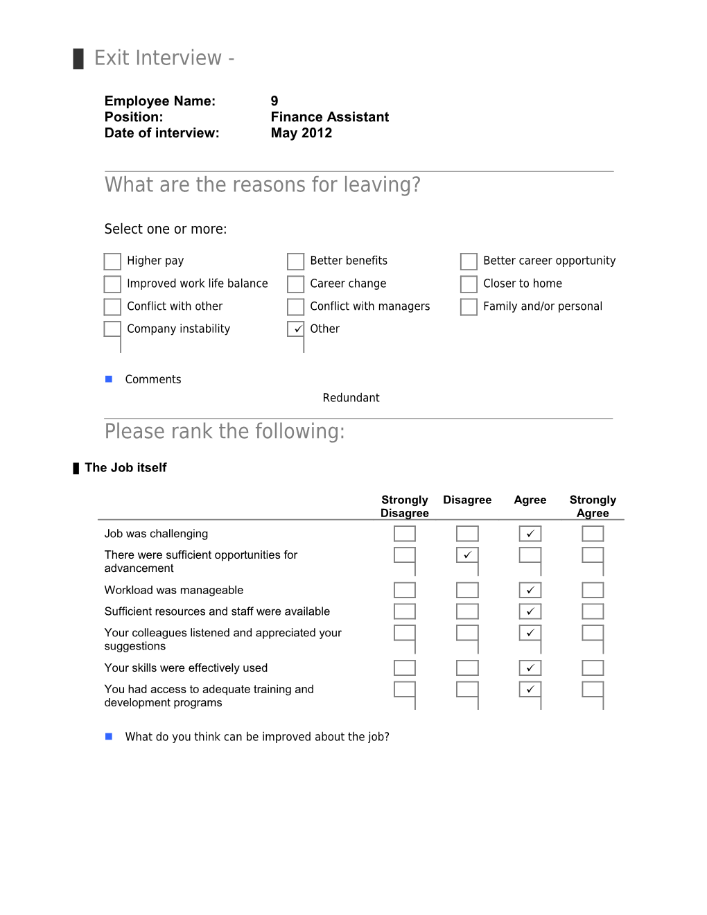 Exit Interview Template