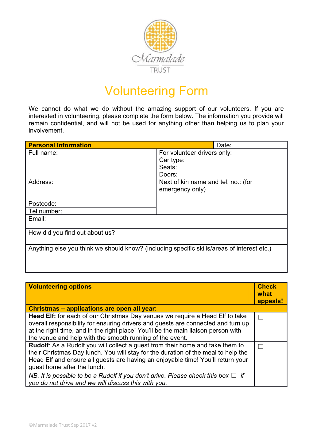 Volunteering Form