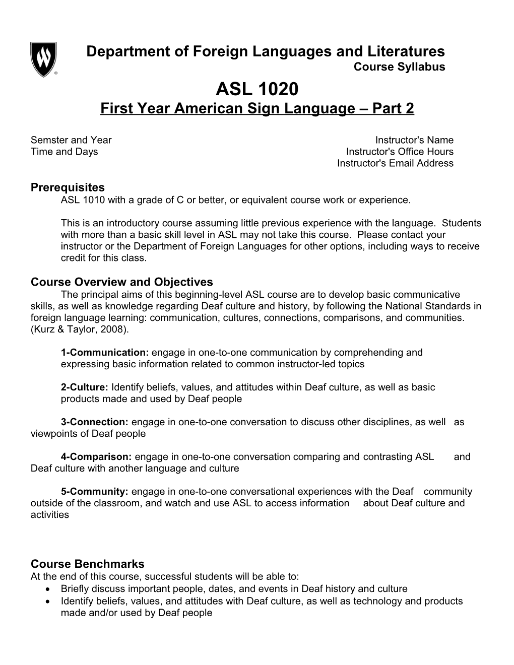 First Year American Sign Language Part 2