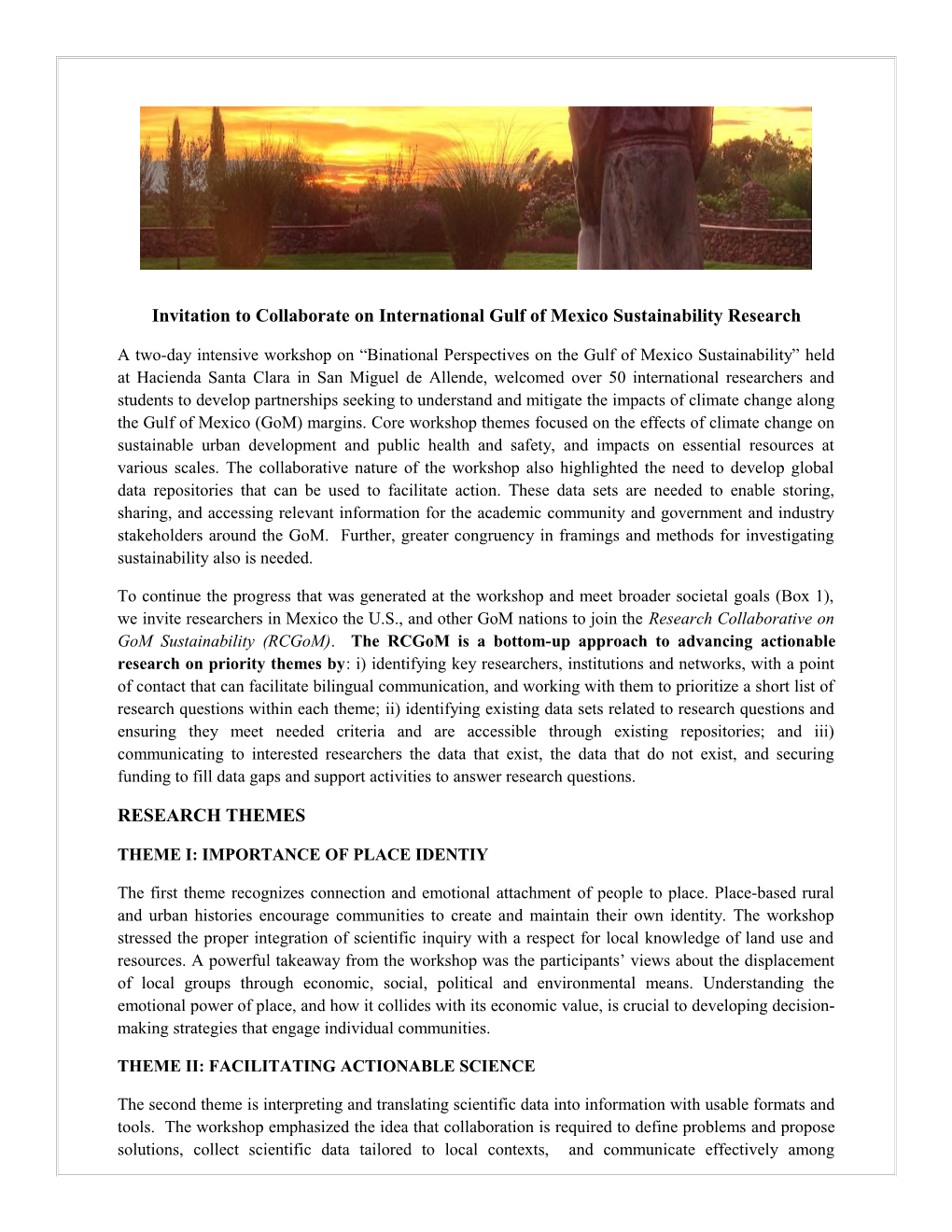 Invitationtocollaborateoninternationalgulf of Mexico Sustainability Research