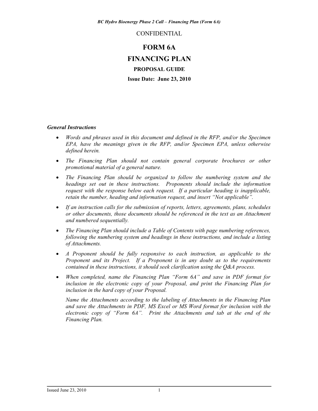 Financing Plan (Form 6A)