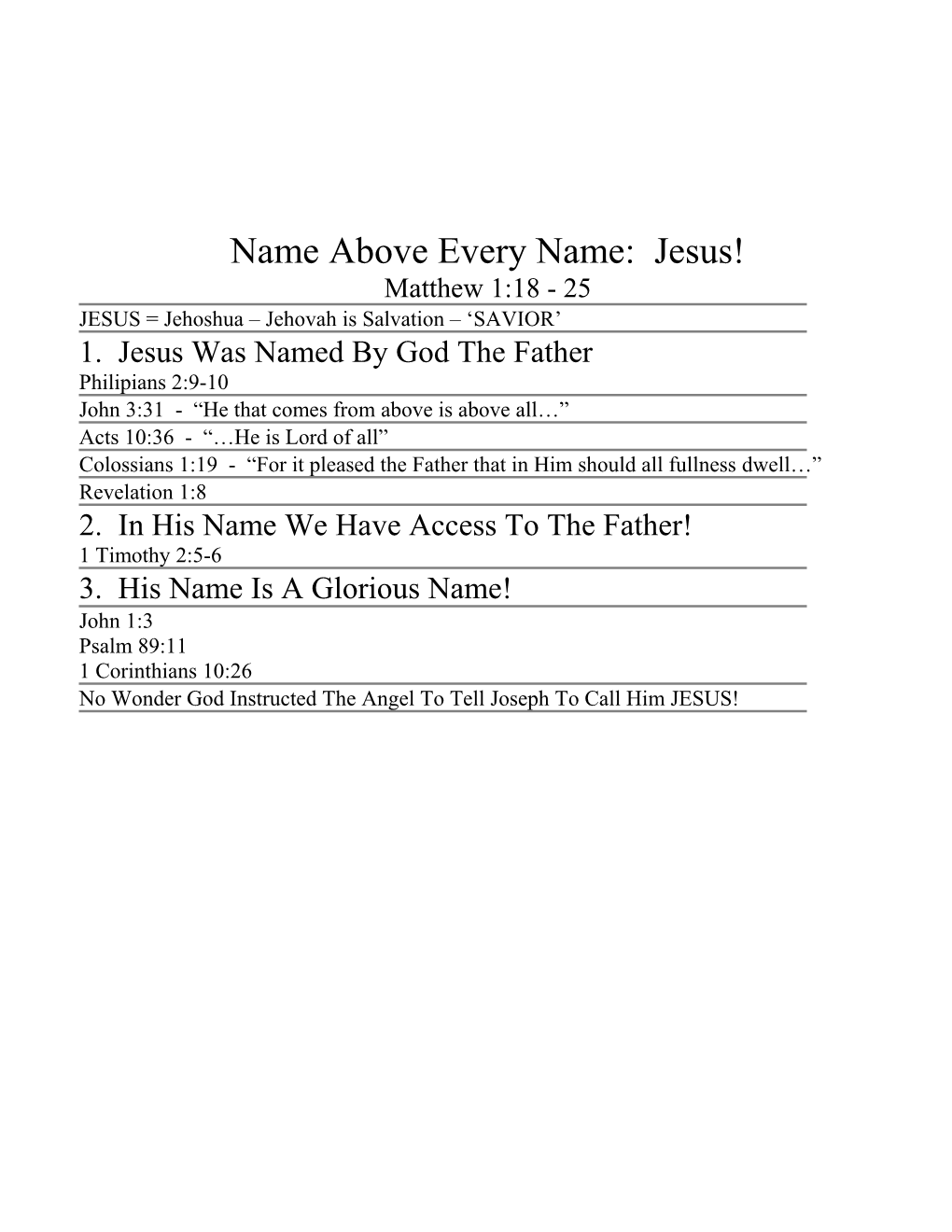 Name Above Every Name: Jesus