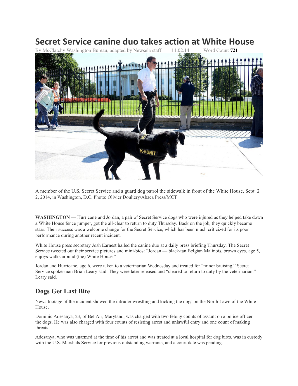 Secret Service Canine Duo Takes Action at White House