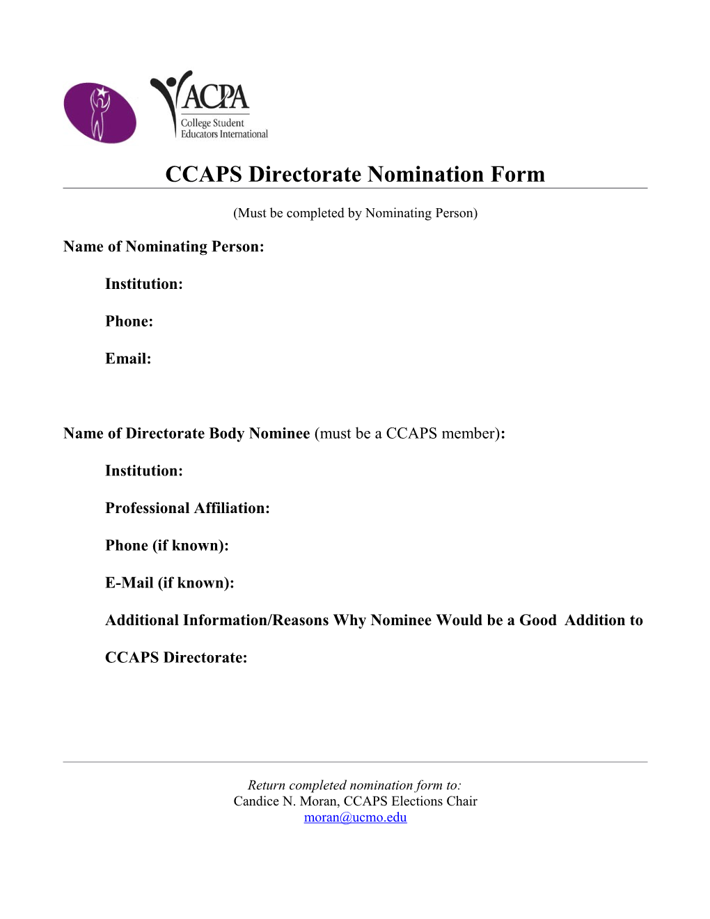 CCAPS Directorate Nomination Form