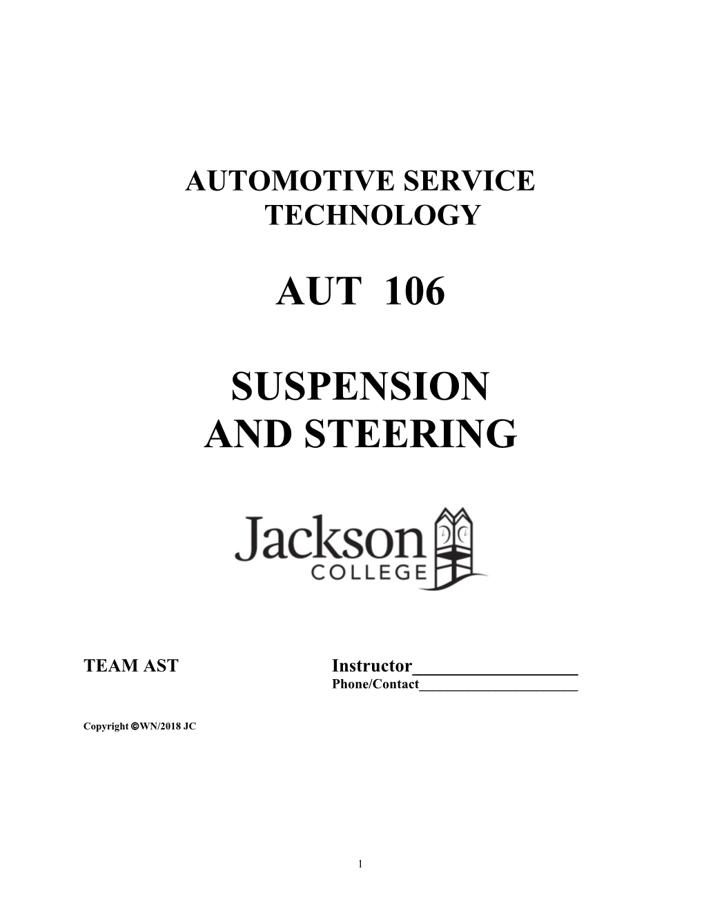 Jc Automotive Service Technology Syllabus