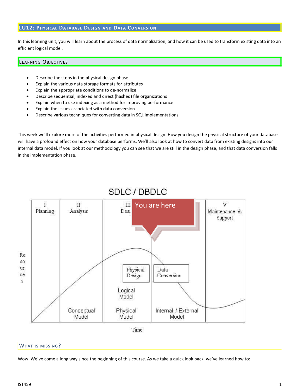 LU12: Physical Database Design and Data Conversion