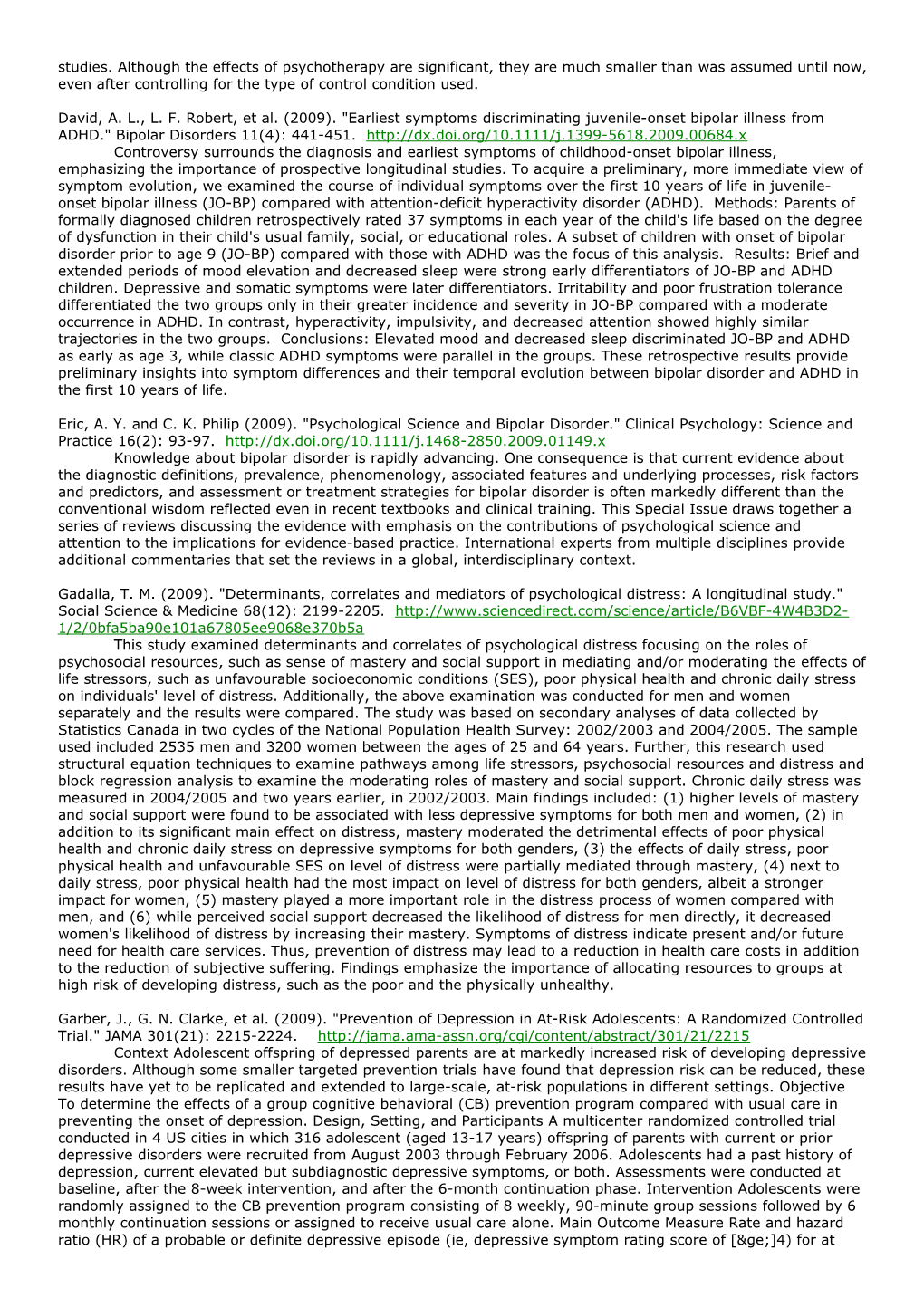 25 Depression Alliance Abstracts, June 09