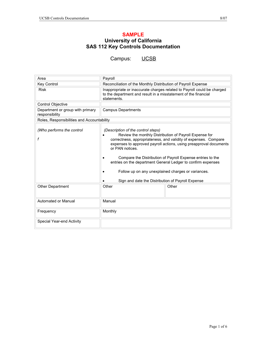 SAS 112 Key Controls Documentation