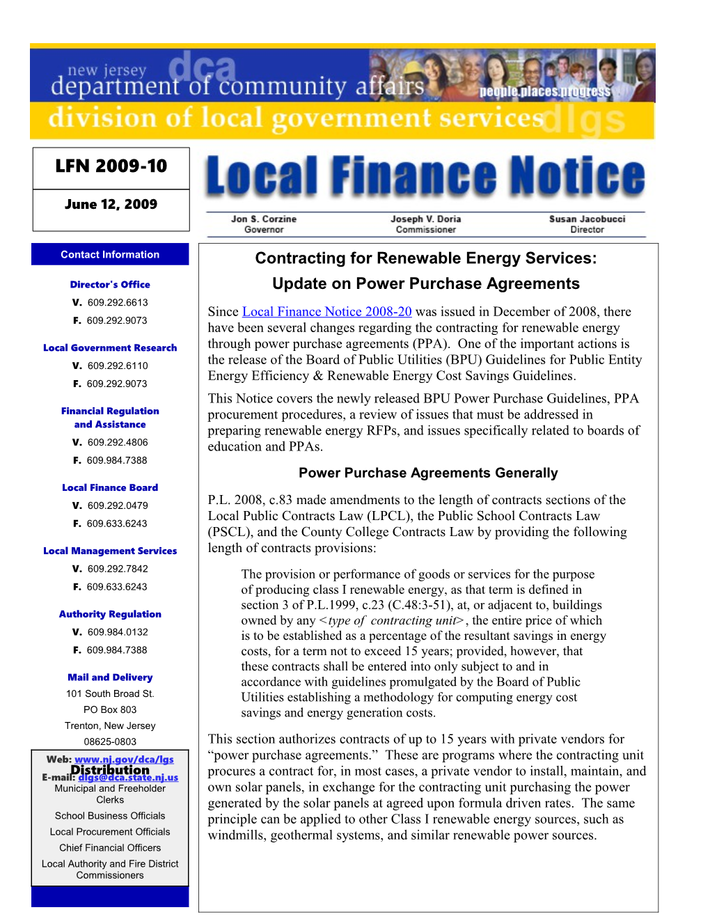 Local Finance Notice 2009-10June12, 2009Page 1